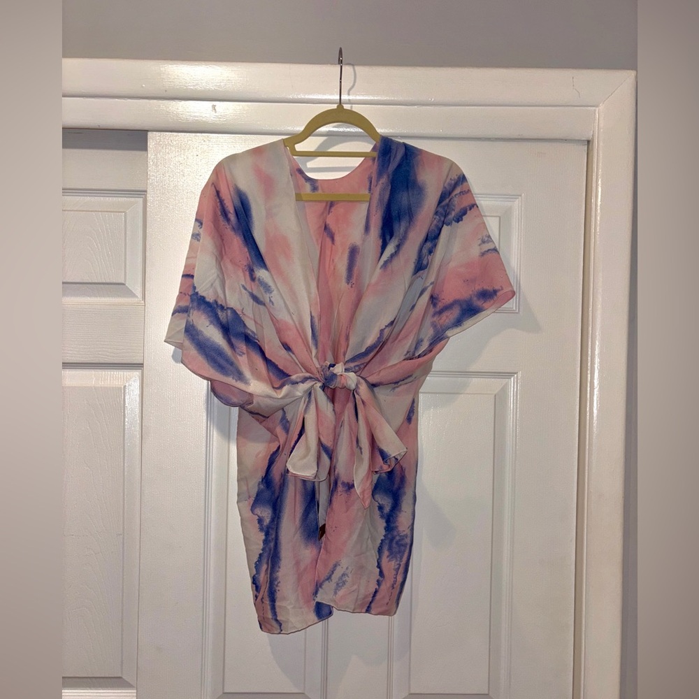Gorgeous Pink and Blue Tie-Dye Kimono (or cover up!) - One size fits most